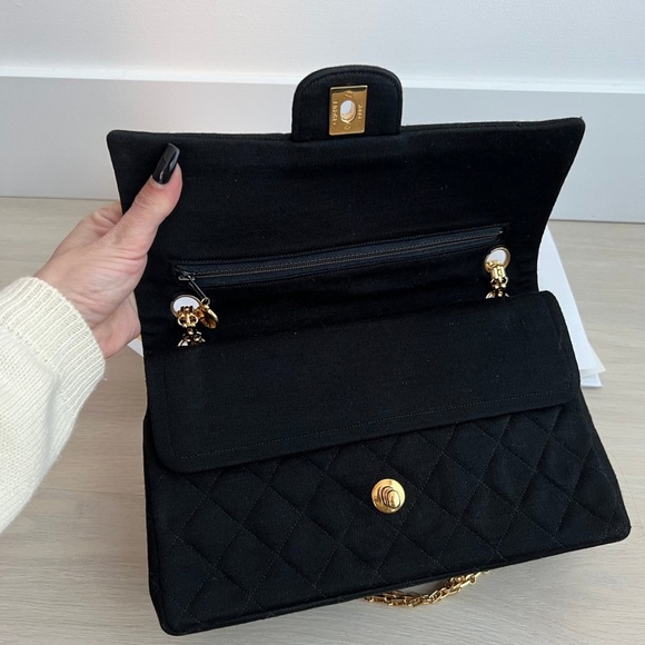 Chanel Medium Jersey 24 Kt Double Flap Bag - Picture 13 of 16